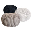 Set di 3 pouf - Sgabello/cuscino da pavimento in maglia diametro 55 cm - Aspetto a maglia grossa